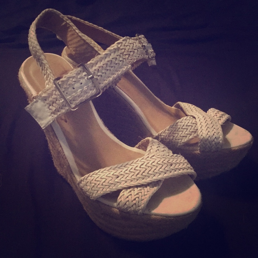 White wedge sandals